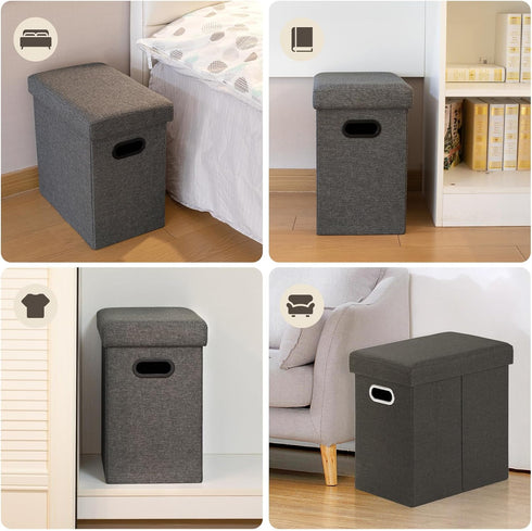 16.5x16.5x10.6in COSYLAND Ottoman with Storage Collapsible Fabric - Footrest Foot Stool for Room, Slim Tall Folding