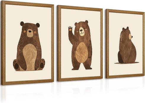 Lwoztra Nursery Wall Art Baby Canvas Pictures Bear Wall Decor Boys Room Prints