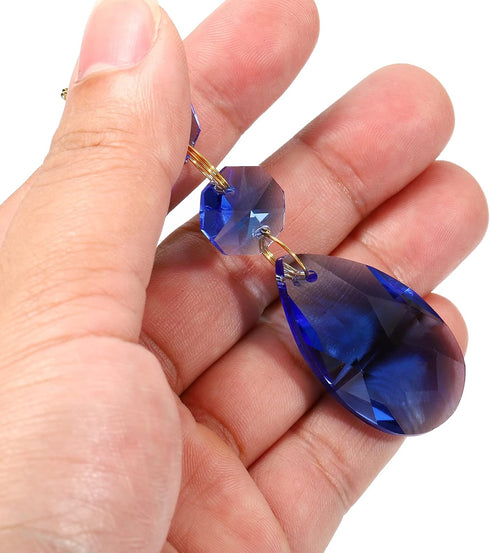 5 Pack 38mm 14mm PATIKIL Clear Crystal Teardrop, Chandelier Prisms Parts Hanging Beads with Octagonal Bead