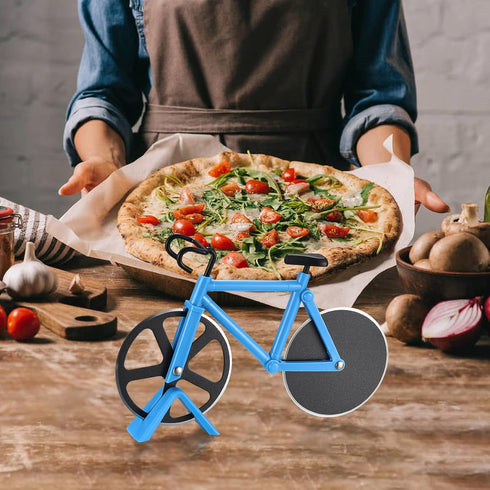 Stainless Steel Motorcycle Pizza Cutter, Novelty Two-Wheel Pizza Slicer with Non-Stick Coating, Kitchen Gadget