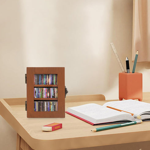 DIIWOODX 60PCS Anxiety Mini Bookshelf Mini Books with Wooden Miniature Book Library for Stress Relief, Home and Office
