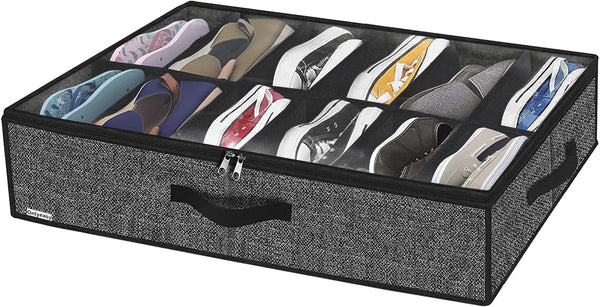 Onlyeasy Under Bed Shoe Storage Organizer with Sturdy Handles and Clear Window