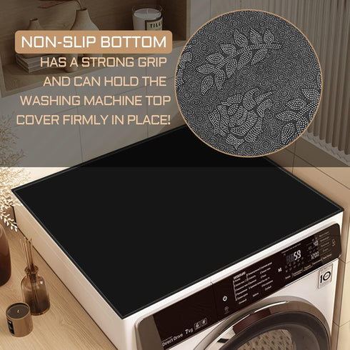 Washer or Dryer Top Mat Cover, Anti-Slip Dust-Proof Top Cover, 23.6'' x 23.6'' Black Covers for Home Kitchen