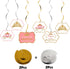 LINGTEER A Little Princess Royal Crown - 12 pcs Pink Swirls Streamers for Baby Girl Birthday Shower Decorations
