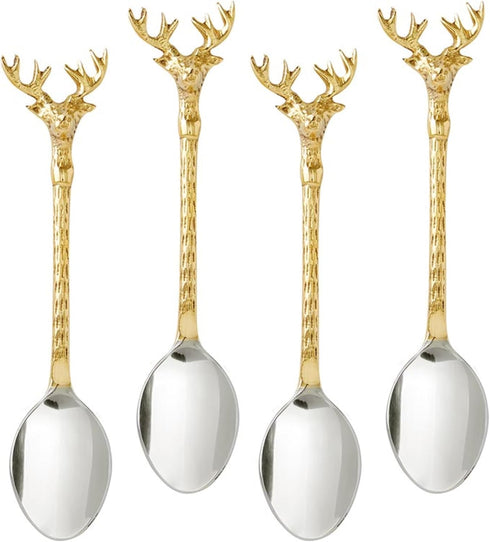 Santa Barbara Design Studio Mini Serving Spoons, Set of 4 Holiday Charcuterie Accessories in Gold/Silver
