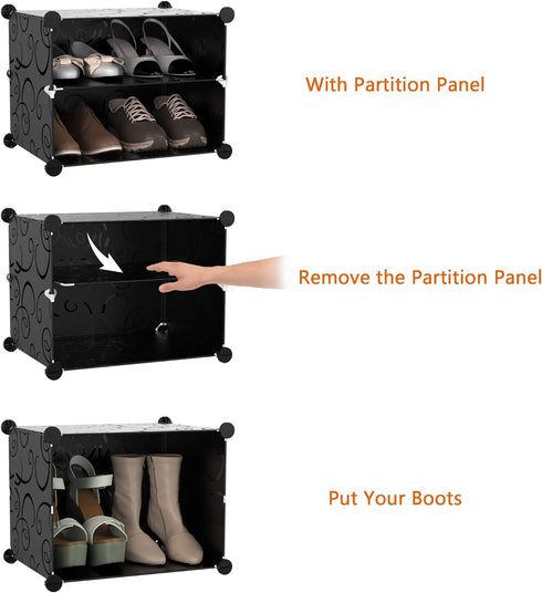 4 16 Closet HOMIDEC Shoe Rack, Tier Shoe Storage Cabinet Pair Plastic Shoe Shelves Organizer for Hallway Bedroom
