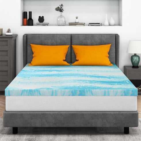 Twin Mattress Topper - 2 Inch Gel Memory Foam Bed Topper for Twin Size Bed, CertiPUR-US Certified, Blue