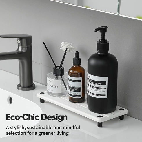 Instant Dry Sink Caddy, 10" x 4" Kitchen Sink Organizer with Diatomaceous Earth Stone Tray for Sponge and Soap Dish