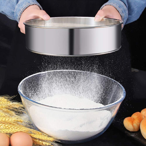 2 Pack Flour Sifter - Stainless Steel Fine Mesh Strainers, 60 Mesh Round Sifter for Baking