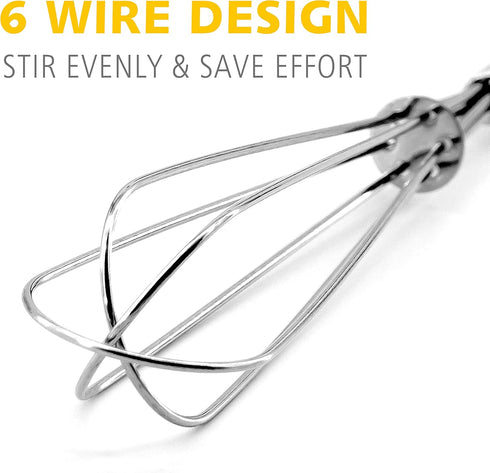 Anaeat 6 Pack Small Wire Whisks - Portable Stainless Steel Tiny Whisk & Egg Beater for Cooking, Blending