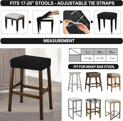 Counter A,2 Pack NeColorLife Rectangle Bar Stool Covers,Stretch Waterproof Saddle Seat Covers for Height and Kitchen