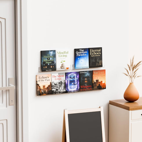 15" Shelf,Pack 6 Cq acrylic Invisible Clear Floating Bookshelf - Hanging Wall Mounted Display Shelf for Kids Room