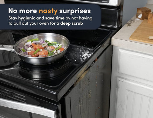 Linda’s Essentials Silicone Stove Gap Covers, 2 Pack Heat Resistant Oven Gap Filler, Easy to Clean (30 Inches, Black)