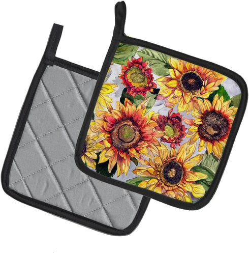 Caroline's Treasures 8766PTHD Pair of Sunflowers Pot Holders, Kitchen Heat Resistant Oven Hot Pads, 7 1/2 x 7 1/2