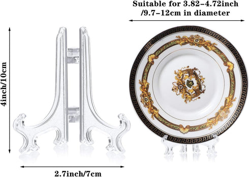 48 Pieces Mini Easel Stands Plastic Plate Stand Holder Display Picture Easel Stand for Display Picture Frame Collectibles Desktop Weddings Party Home Decoration (Clear,4 Inch)