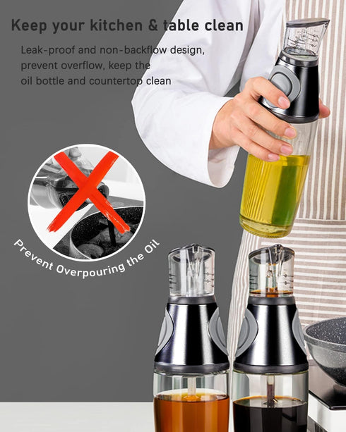 17oz Oil Dispenser Bottle, Olive Oil Dispenser Oil Sprayer, Clear Glass Refillable Oil and Vinegar Dispenser Bottle