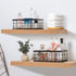 ROSE BLOOM Small Metal Wire Storage Basket, Decorative Wood Base Organizer for Bathroom, Kitchen, Laundry Room, Wall Mounted or Countertop Basket for Toilet Paper, Towel, Spices (1 Pack)