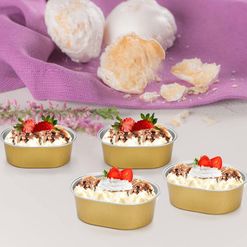 Dicunoy 100 Pack Mini Aluminum Cups with Lids, 3 OZ Disposable Muffin Liners for Dessert Baking
