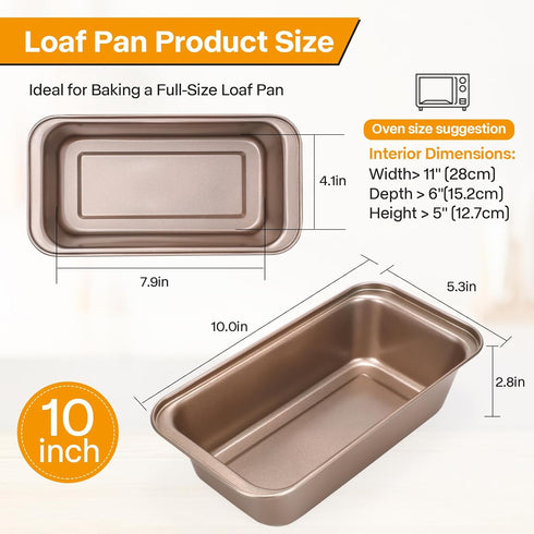 2pack Loaf Pan, 10inch Non-Stick Banana Bread Pan, Stackable Bread Pans for Homemade Baking (10x5inch)