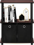 Furinno Go Green 3-Tier Multipurpose Storage Shelf with Bins, Dark Cherry/Black
