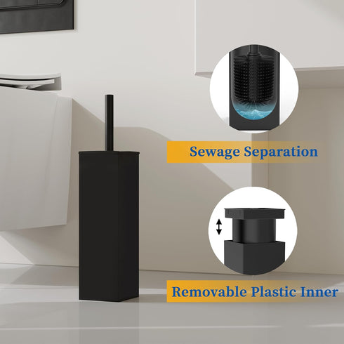 Set,Square 304 RUACQ Toilet Brush and Holder Toilet Bowl Brush for Bathroom with Stainless Steel Handle Toilet Cleaner