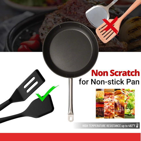 Mini Silicone Brownie Serving Spatula Set, Flexible Non-Stick Cooking Spatula for Flipping Eggs and Crepes (Black)