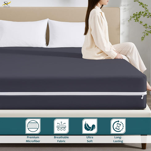 48x75 3/4 100% 8 Inch Mattress Protector Full Bunk Waterproof Zippered Cover, Deep, Six-Sided Encasement for Camper