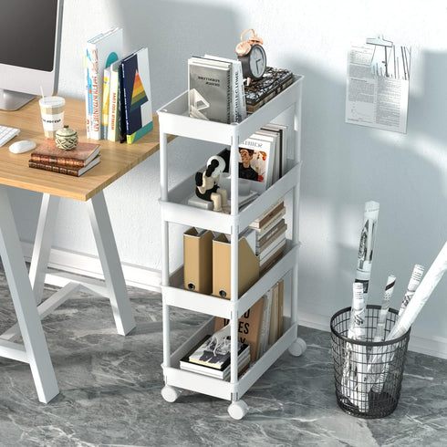 4 Sooyee Tier Wide Storage Cart Mobile Shelving Unit Organizer Slide Out Storage Rolling Utility Cart Tower Rack