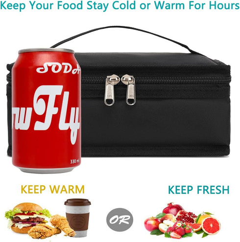 FlowFly Portable Small Insulated Lunch Box, Soft Bag Mini Cooler Thermal Meal Tote Kit with Handle for Work