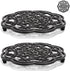 Yopay 2 Pack Heavy Duty Cast Iron Trivet, 7.7 inch Round Metal Holders for Hot Pans, Rustproof with Rubber Pegs