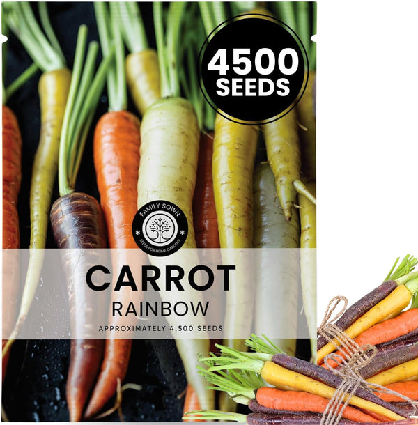 Carrot Rainbow Mix 4,500 Premium Heirloom Seeds for Planting Colorful, Sweet Root