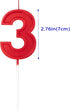 2.76in Glitter Birthday Candles - Red Number 3 Cake Topper Decoration for Wedding Anniversary and Party Celebration