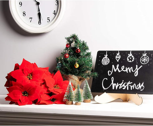 Juvale 4 Pack Artificial Poinsettias Christmas Flowers - Lifelike Red for Holiday Decor and Floral Arrangements