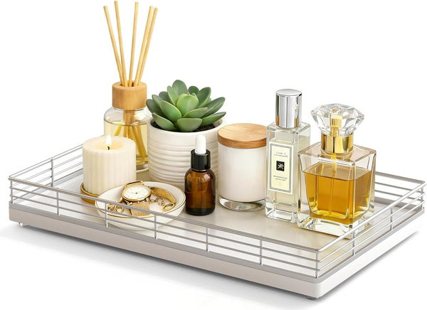 Large Bathroom Vanity Tray 13" x 8" Oak Decorative Wooden Tray for