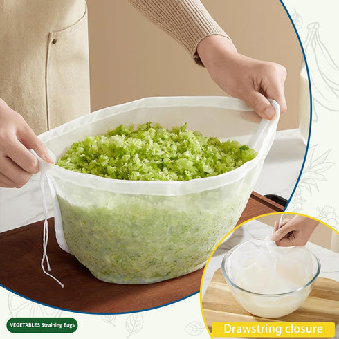 KBBYT 6 PCS Cheese Cloths Bag For Straining, Nut Milk Bag - Reusable Straining Bags for Vegetable, Soy Milk, Dumpling