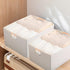Fabric Storage Bin Box, Foldable Cotton Linen Basket with Wooden Handles, Large Rectangular Laundry Organizer.