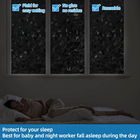 Blackout Window Film, Sun Blocking Privacy Cover for Glass, Removable Darkening Tint Shades