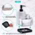 ZCCZ White Soap Dispenser with Sponge Holder, 3 in 1 Set Organizer for Sink Countertop, Removable Tray, Marble Look