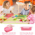 Bento Box, 44oz 4 Compartment Lunch Container with Cutlery for Kid/Adult/Toddler, Leak Proof, BPA Free (Pink)