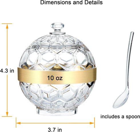 IVOOBR Spoon,10 oz Clear Acrylic Sugar Bowl with Lid and Sugar Container for Coffee Bar Accessories, Sugar