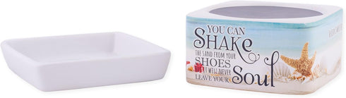 Shake Sand from Shoes, Beach and Ocean Stoneware Electric 2-in-1 Jar Candle and Wax Tart Oil Warmer