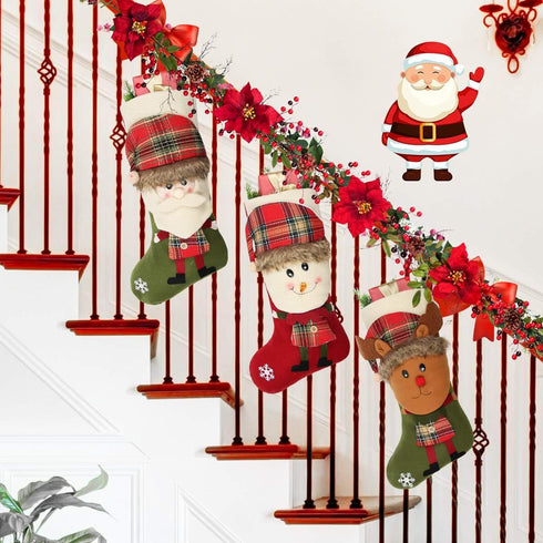 DearHouse 5.3 Ft Artificial Poinsettia Christmas Garland with Red Berries, Holly Leaves, Pine Cone Decor