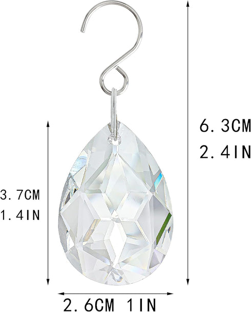 10pcs 38mm Clear Crystal Teardrops Chandelier Parts,Chandelier Crystal Prisms Pendants with Hook,Hanging Crystals