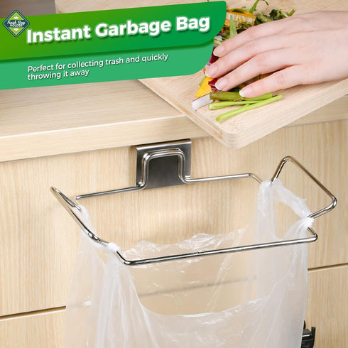 Holder,2 Pack HNYYZL Trash Bag Trash Bag Holder for Cabinet Door and Cupboards,Stainless Steel,Plastic Bag Holder Under
