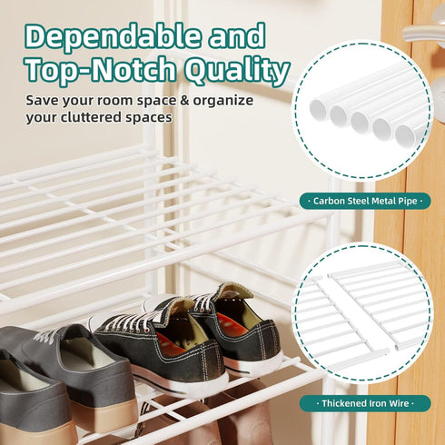3 33" Closet, SUFAUY Tier Wide White Metal Shoe Rack for Stackable