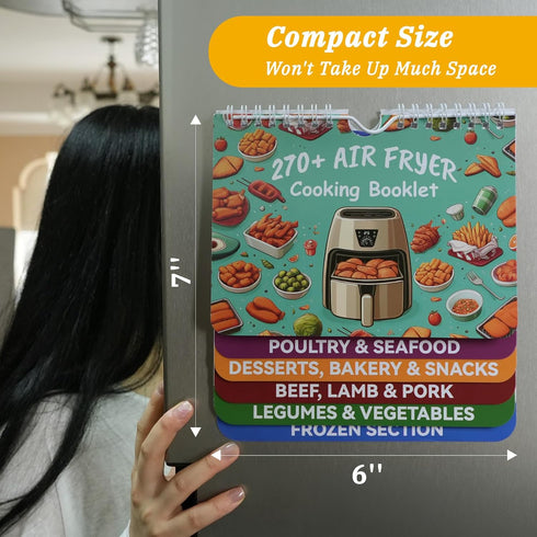 270+ Foods Air Fryer Cheat Sheet Magnets - Cooking Guide Booklet for Air Fryer Accessories and Flip Chart