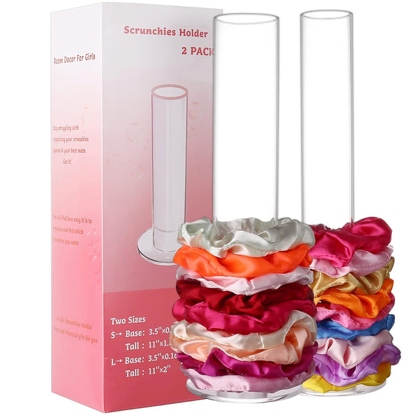 2 Pack Hair Scrunchies Organizer, 11 Inch Holder Stand, Ties Organizer for Girls Room, Jewelry Tower