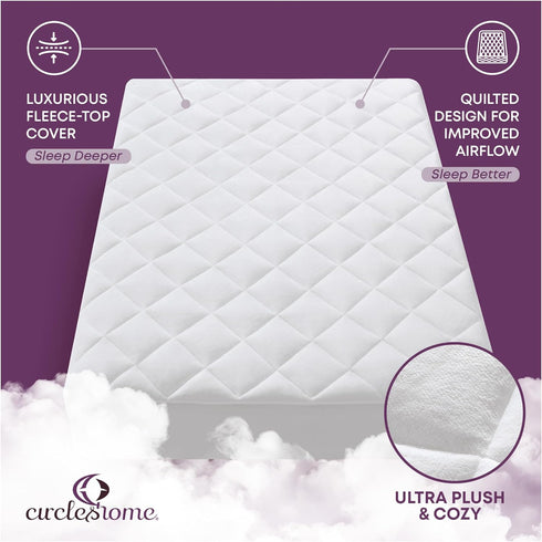 7-9 inches CirclesHome Crib Size Mattress Pad Pillow Top - Double Puff Fleece Top Down Alternative Mattress Protector