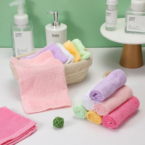 40 Rags(Multicolor,10 10 Inch) Newwiee Pcs Wash Cloth Bulk Cotton Bath Hand Face Washcloths Soft Quick Drying Towel