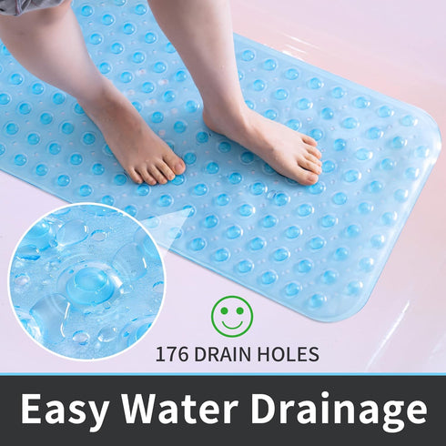 16 39 ROSMARUS Shower Mat Extra Long x Non-Slip Bath Mat for Tub with Suction Cups and Drain Holes Bathtub Mats